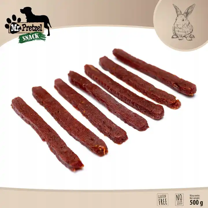 Przysmaki dla psa smaczki przekąski treserki - KRÓLIK 500g - paski - obrazek 2