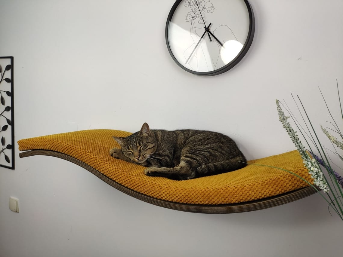 Półka ścienna dla kota, wisząca FALA 95 cm Prawa SH-W-W95R - obrazek 6